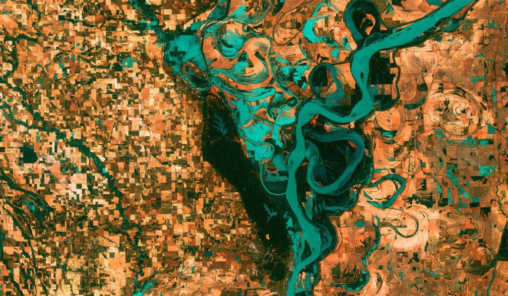digital overhead map showing rivers
