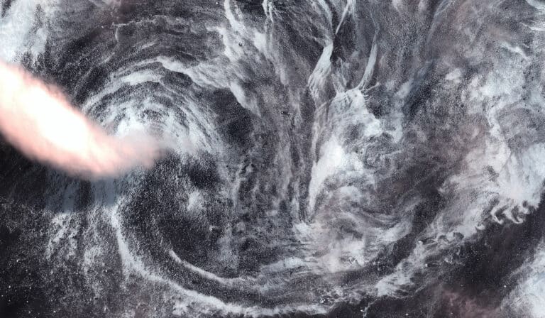 Storm clouds swirling viewed from above