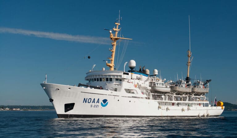 NOAA boat glides through the water